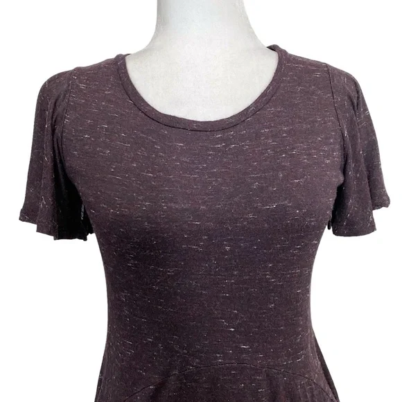 Anthropologie Dolan Plum Boho Flutter Sleeve Mini Layered T Shirt Stretch Dress - Picture 3 of 11